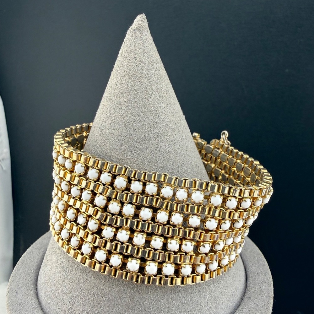 Vintage Alice Caviness Bracelet Gold Tone 9 Row 7"
